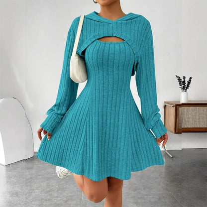 ✨👗Conjunto de malha canelada de duas peças para mulher