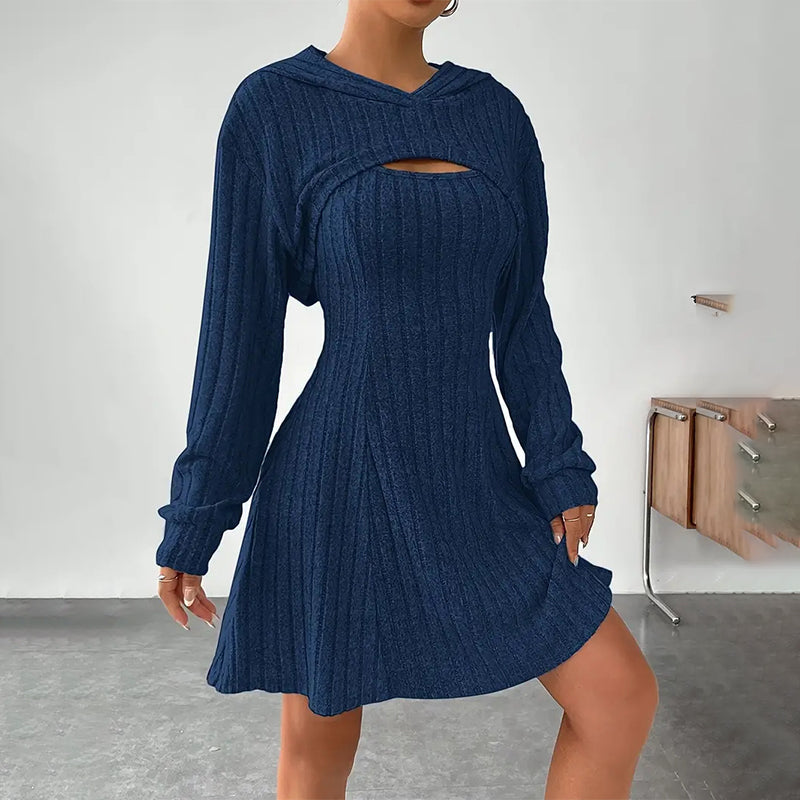 ✨👗Conjunto de malha canelada de duas peças para mulher