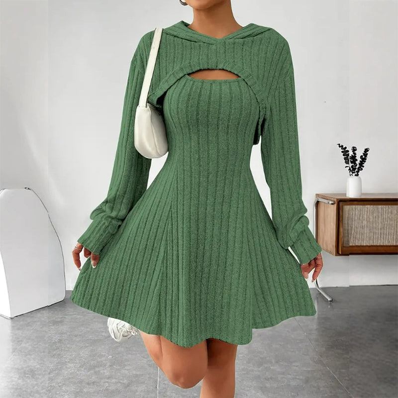 ✨👗Conjunto de malha canelada de duas peças para mulher