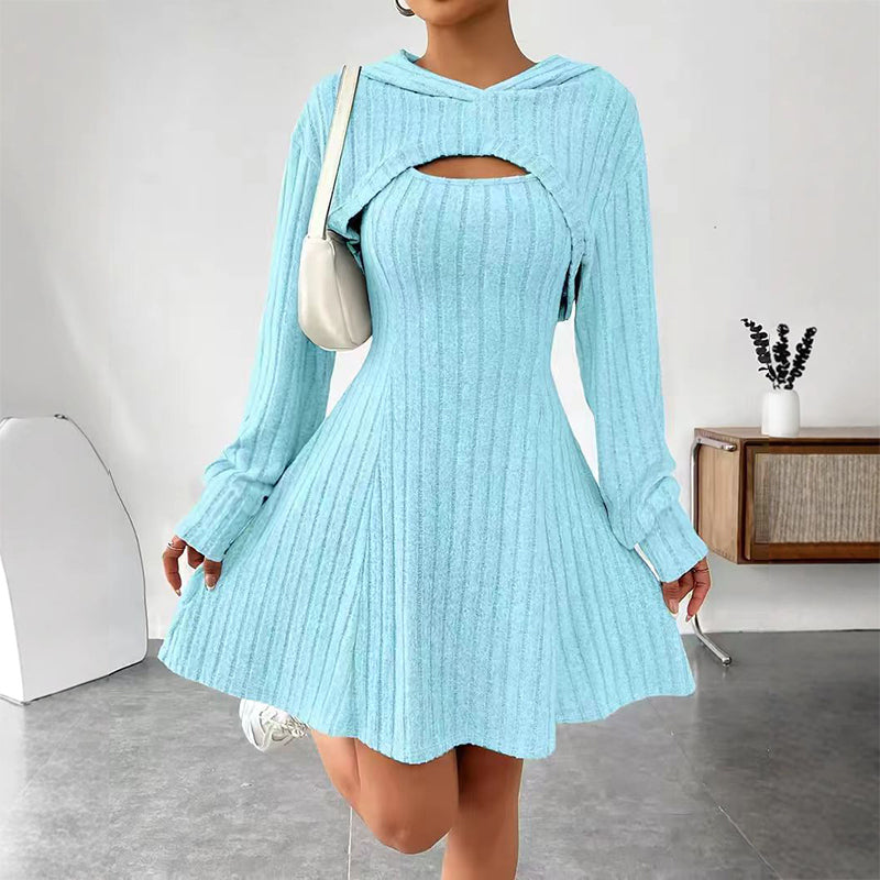 ✨👗Conjunto de malha canelada de duas peças para mulher