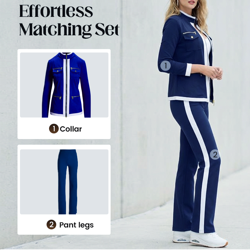 ✨👗Conjunto de fato de treino feminino de duas peças com blocos de cor