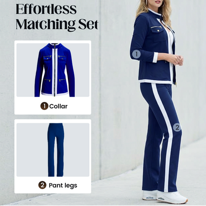 ✨👗Conjunto de fato de treino feminino de duas peças com blocos de cor