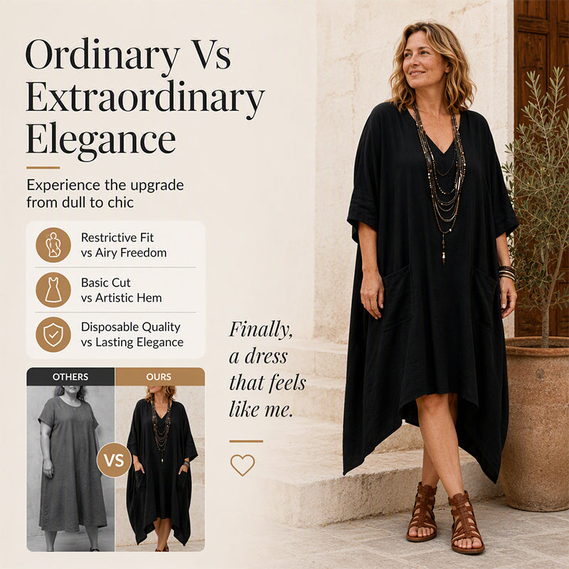 ✨👗Vestido feminino largo com decote em V e corte assimétrico
