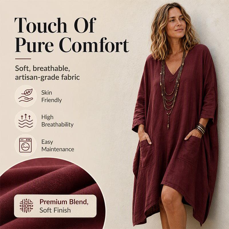 ✨👗Vestido feminino largo com decote em V e corte assimétrico
