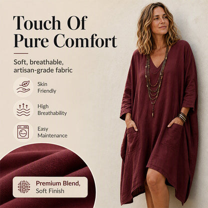 ✨👗Vestido feminino largo com decote em V e corte assimétrico