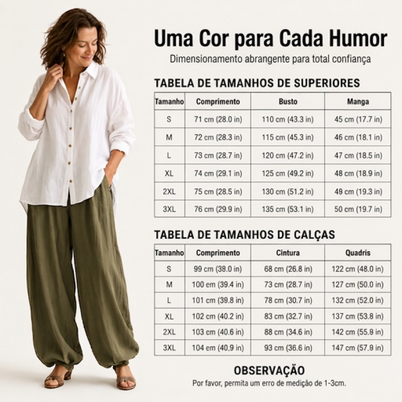 ✨👗Conjunto de camisa solta e calças drapejadas para mulher