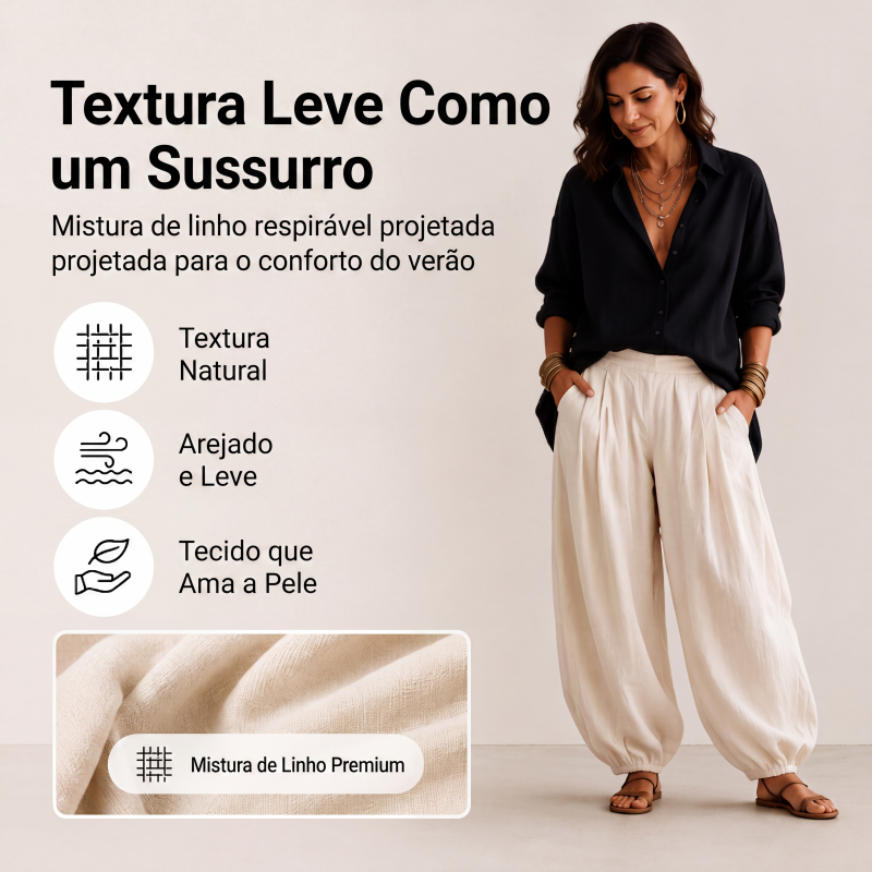 ✨👗Conjunto de camisa solta e calças drapejadas para mulher