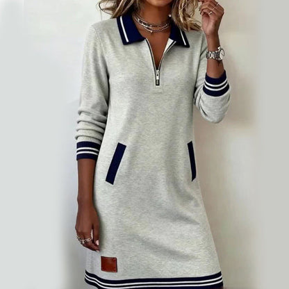 ✨👗Vestido feminino de manga comprida com gola