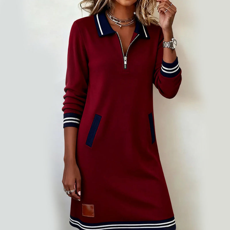 ✨👗Vestido feminino de manga comprida com gola