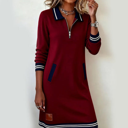 ✨👗Vestido feminino de manga comprida com gola