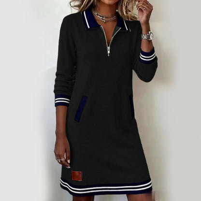 ✨👗Vestido feminino de manga comprida com gola