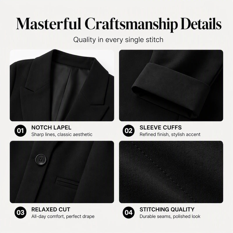 👔Blazer casual para mulher com punhos em contraste