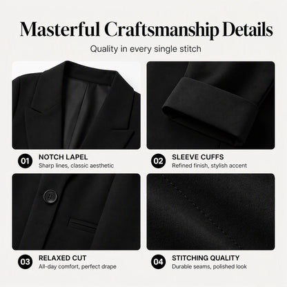 👔Blazer casual para mulher com punhos em contraste