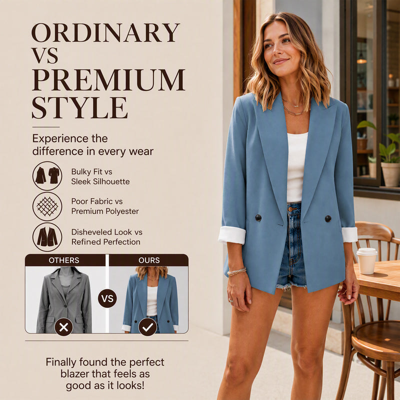 👔Blazer casual para mulher com punhos em contraste