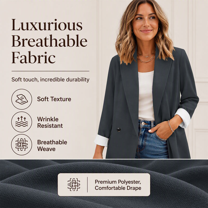 👔Blazer casual para mulher com punhos em contraste