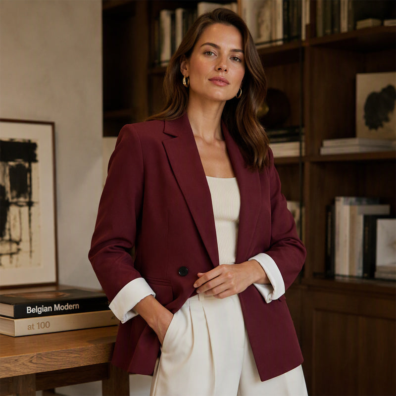 👔Blazer casual para mulher com punhos em contraste