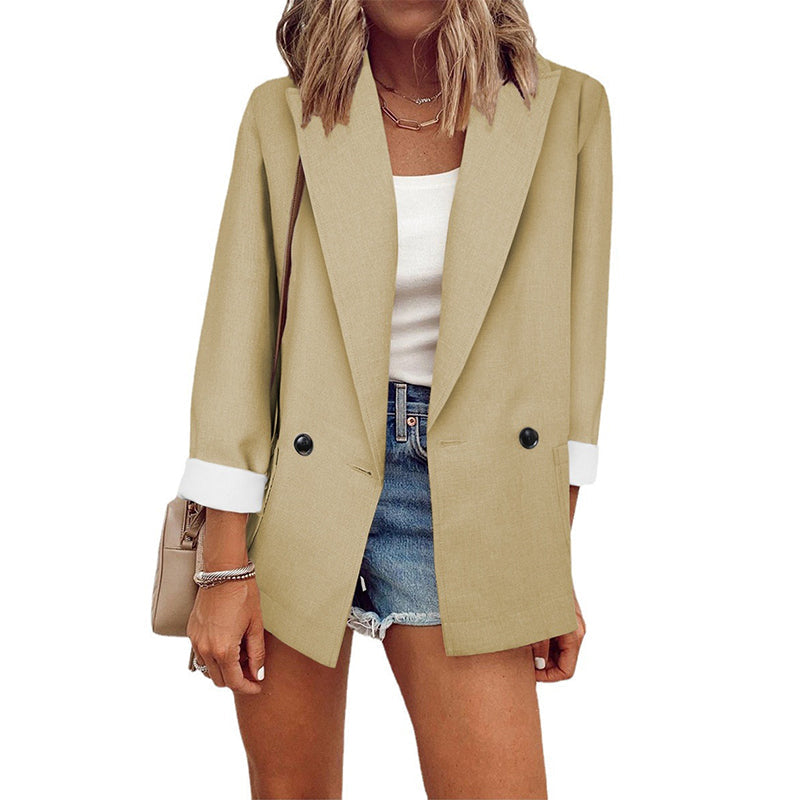 👔Blazer casual para mulher com punhos em contraste