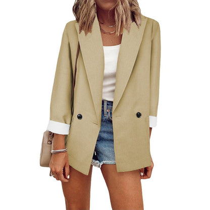 👔Blazer casual para mulher com punhos em contraste