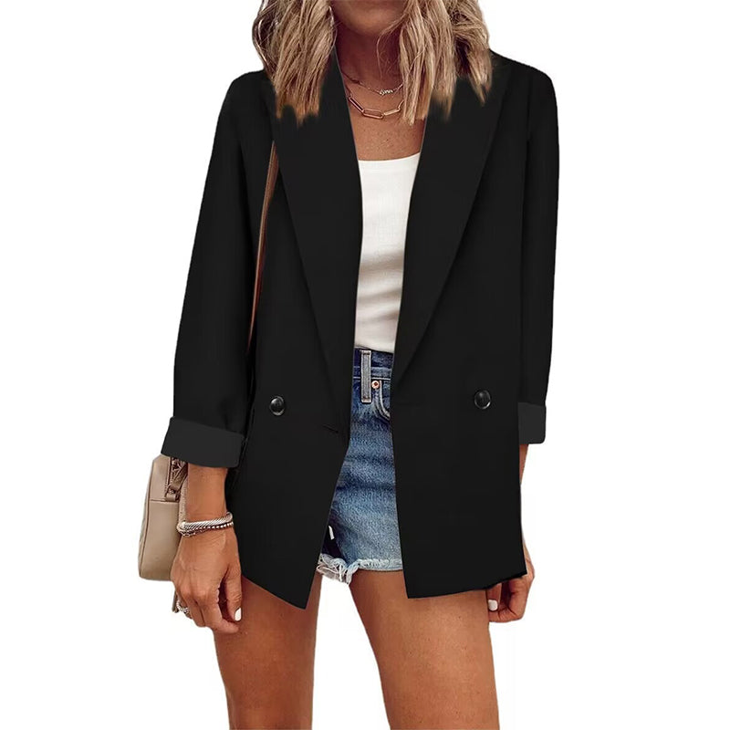 👔Blazer casual para mulher com punhos em contraste