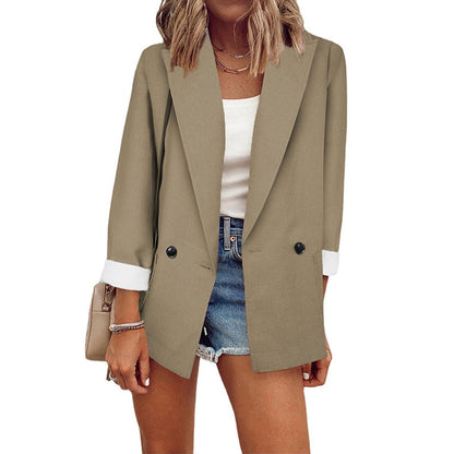 👔Blazer casual para mulher com punhos em contraste