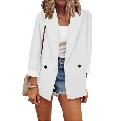 👔Blazer casual para mulher com punhos em contraste