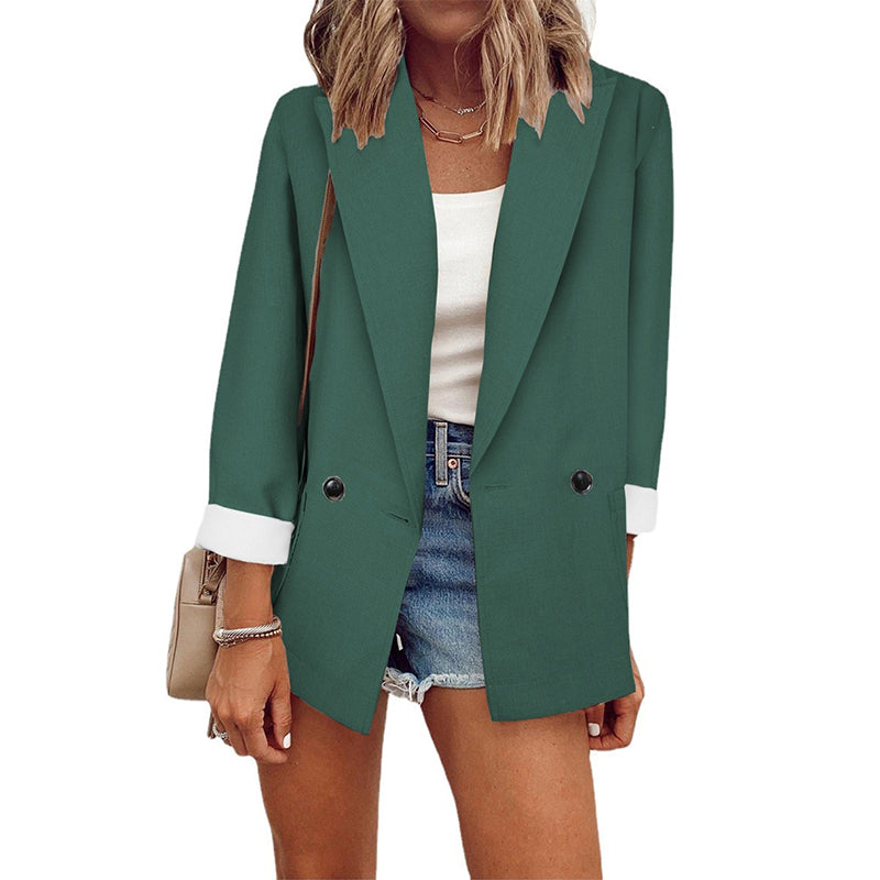 👔Blazer casual para mulher com punhos em contraste