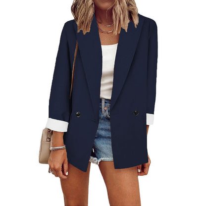 👔Blazer casual para mulher com punhos em contraste