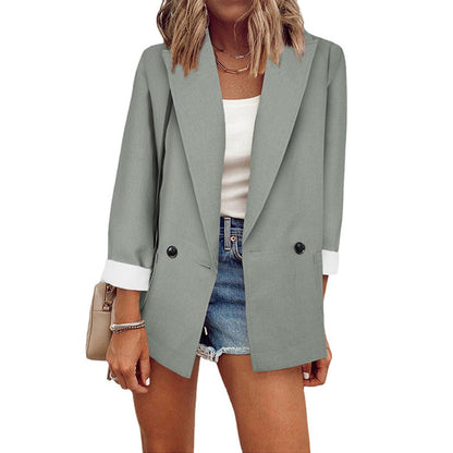👔Blazer casual para mulher com punhos em contraste
