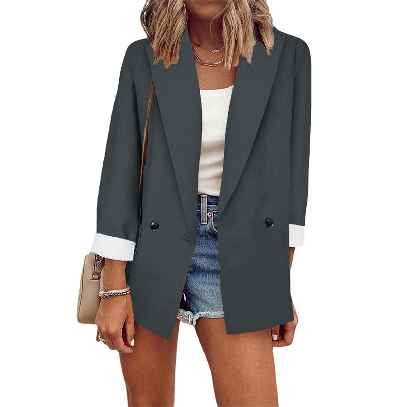 👔Blazer casual para mulher com punhos em contraste