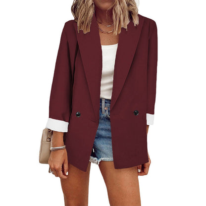 👔Blazer casual para mulher com punhos em contraste