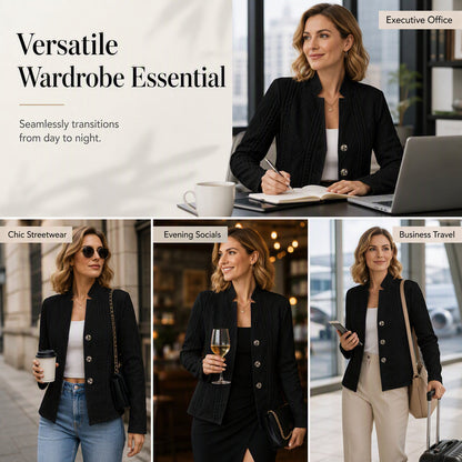👔Casaco blazer feminino com botões e textura