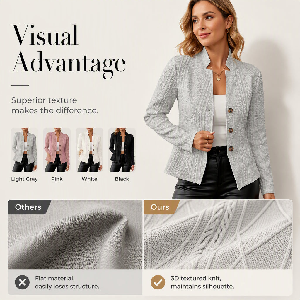 👔Casaco blazer feminino com botões e textura