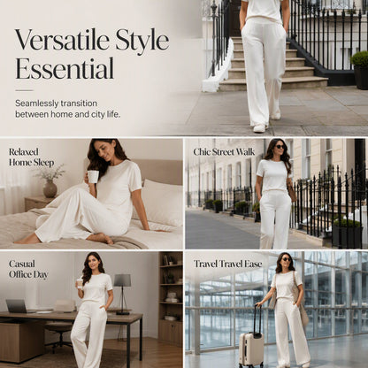 ✨👗Conjunto de 2 peças: top e calças largas para mulher