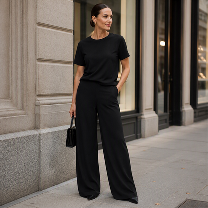 ✨👗Conjunto de 2 peças: top e calças largas para mulher