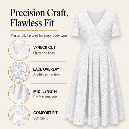 ✨👗Vestido elegante de renda com decote em V para mulher