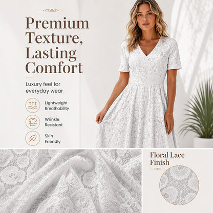 ✨👗Vestido elegante de renda com decote em V para mulher