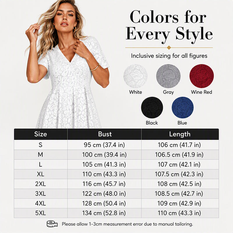 ✨👗Vestido elegante de renda com decote em V para mulher