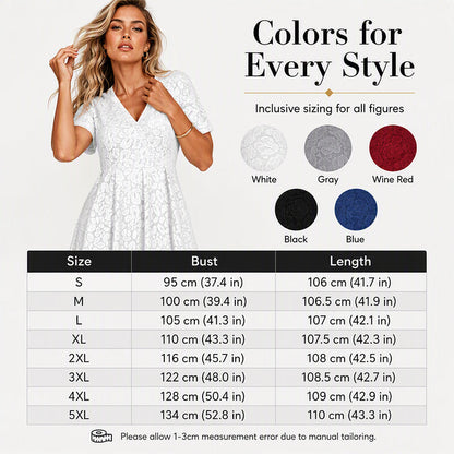 ✨👗Vestido elegante de renda com decote em V para mulher