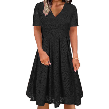 ✨👗Vestido elegante de renda com decote em V para mulher