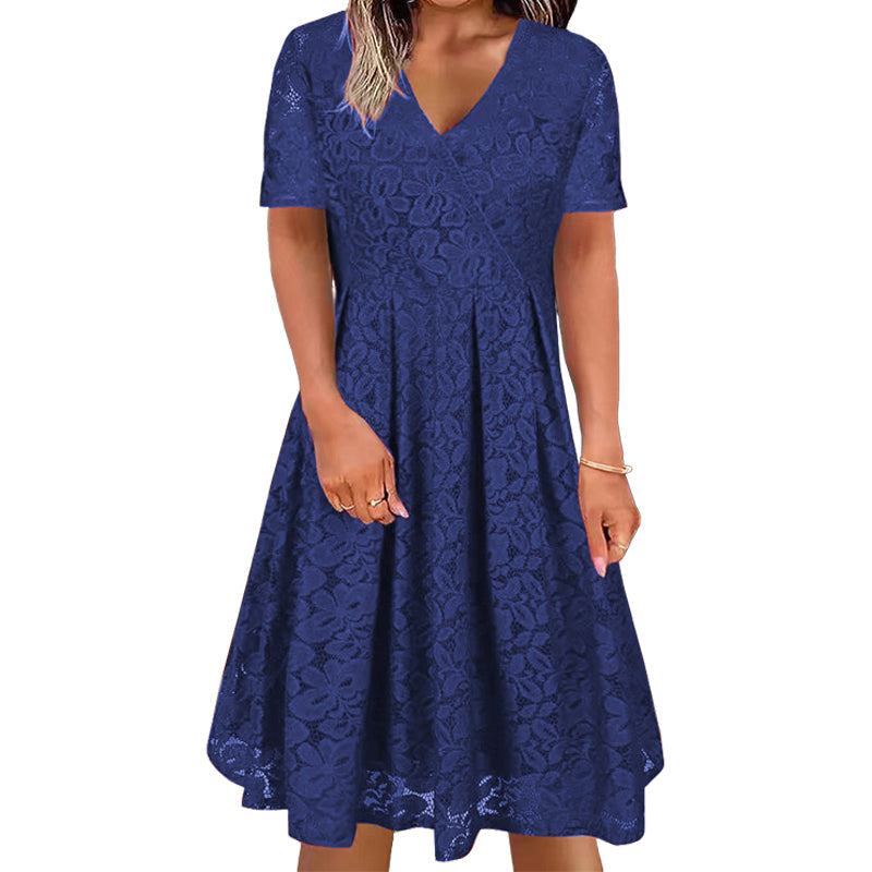 ✨👗Vestido elegante de renda com decote em V para mulher
