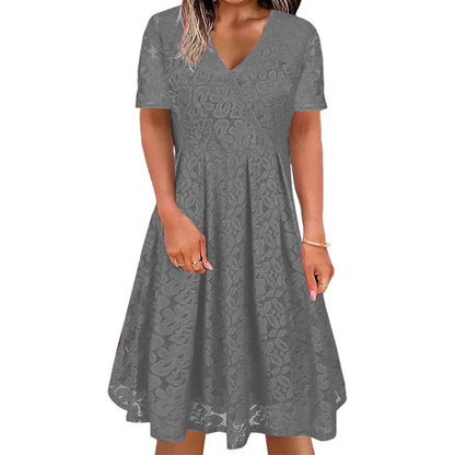 ✨👗Vestido elegante de renda com decote em V para mulher