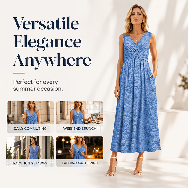 ✨👗Vestido sem mangas com decote em V para mulher, tamanho grande