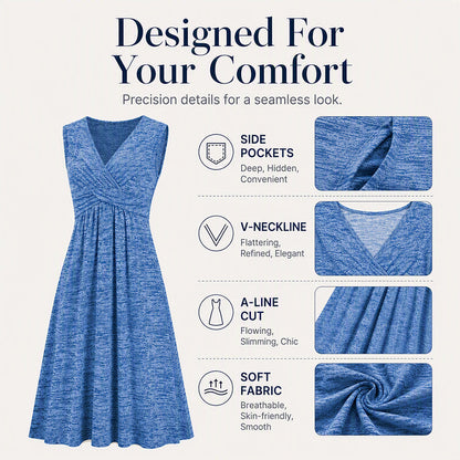 ✨👗Vestido sem mangas com decote em V para mulher, tamanho grande