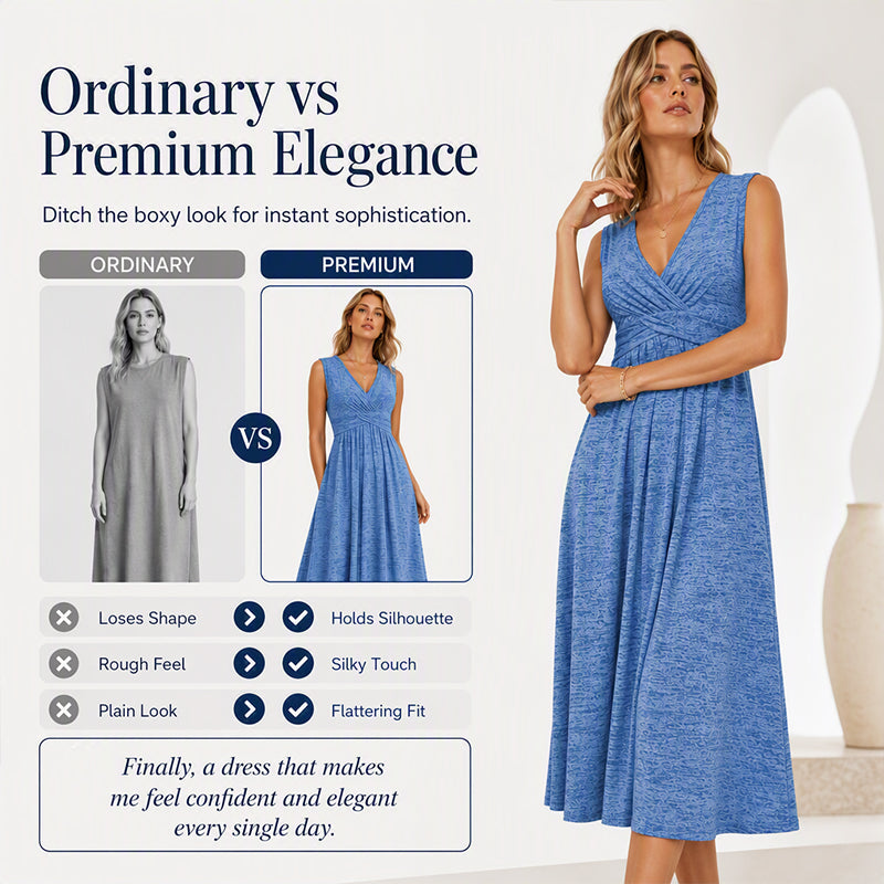 ✨👗Vestido sem mangas com decote em V para mulher, tamanho grande