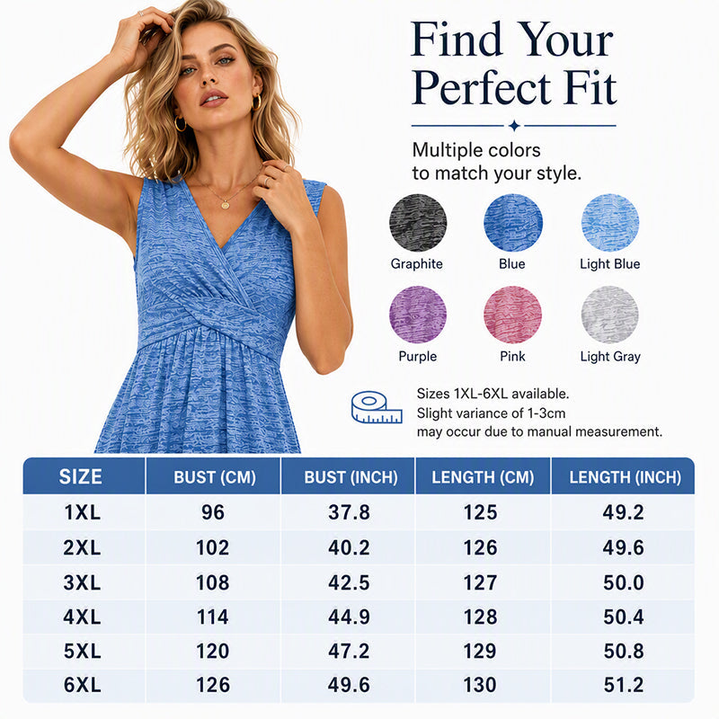 ✨👗Vestido sem mangas com decote em V para mulher, tamanho grande