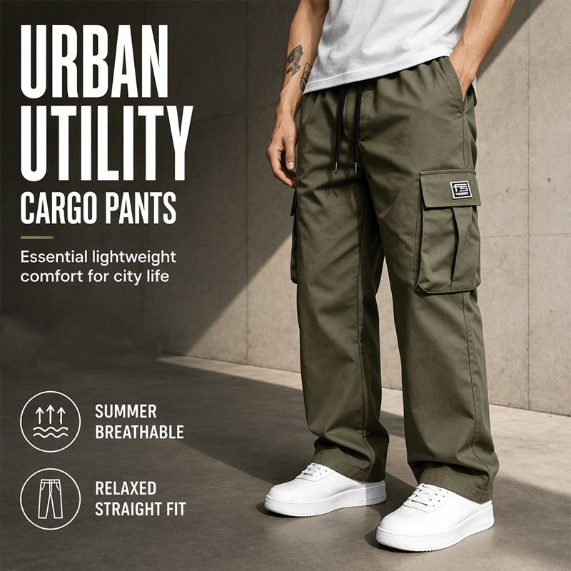 Calças cargo masculinas de corte largo e estilo casual