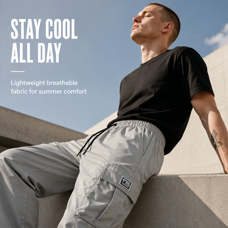 Calças cargo masculinas de corte largo e estilo casual