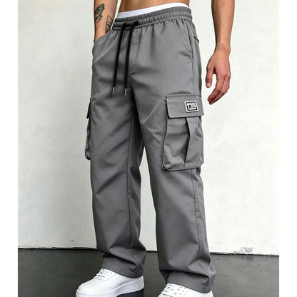 Calças cargo masculinas de corte largo e estilo casual