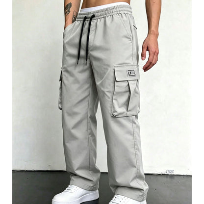 Calças cargo masculinas de corte largo e estilo casual