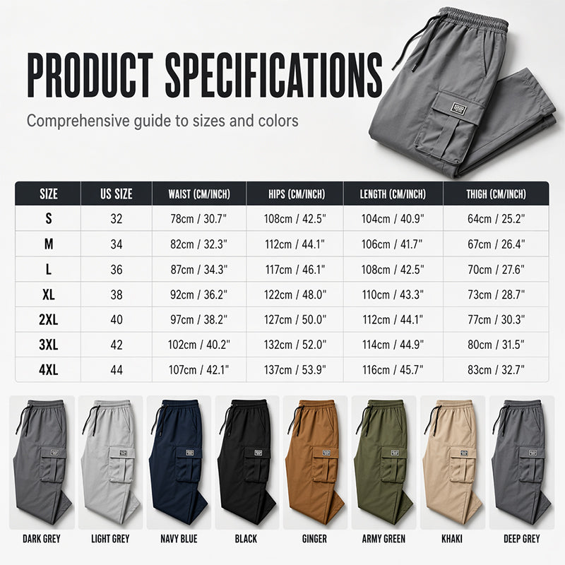 Calças cargo masculinas de corte largo e estilo casual